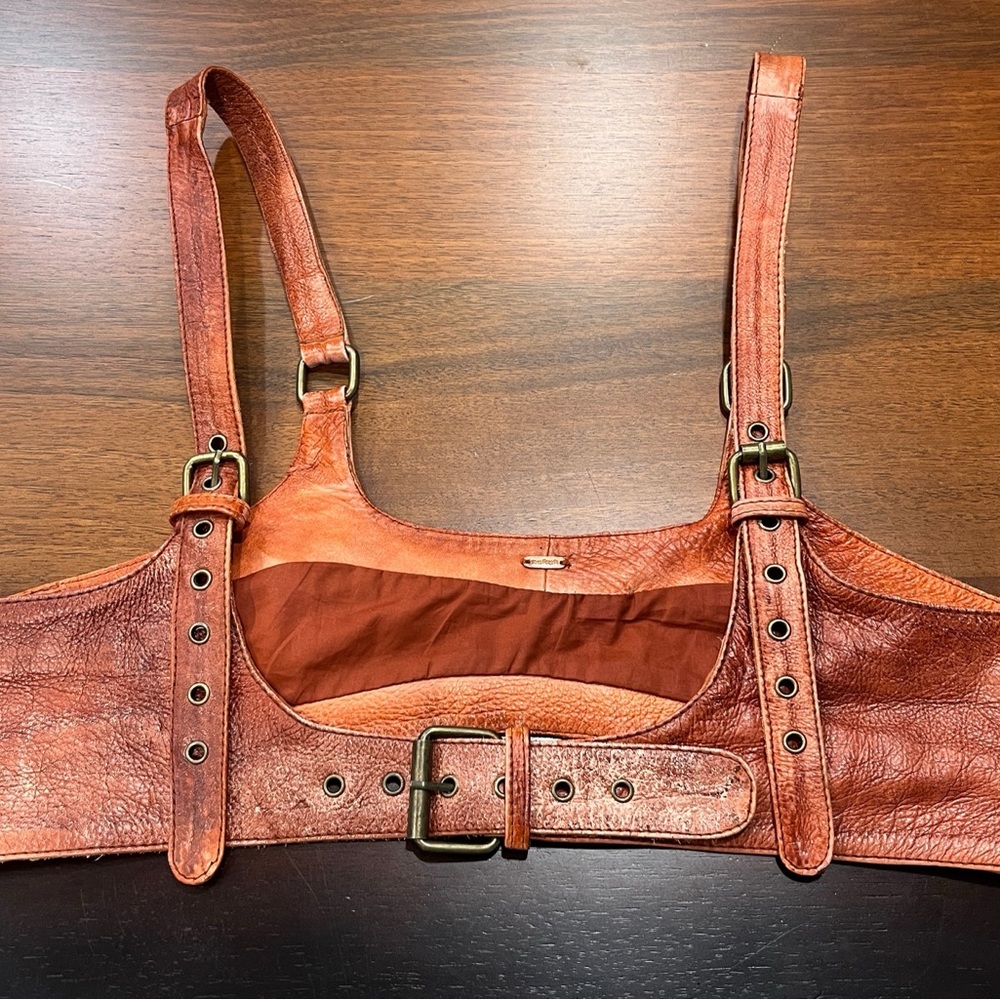 NWOT: Free People Rebel Leather Harness in Cognac - Size M/L